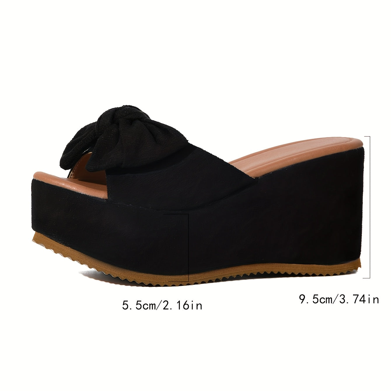 Women's Leopard Print Wedge Sandals with Bowknot - Stylish Slip-On Platform Heels, Comfortable Open Toe Design for Everyday & Party Wear, Black and Brown Animal Print Pattern, Everyday Footwear | Elegant Footwear | Fabric Upp